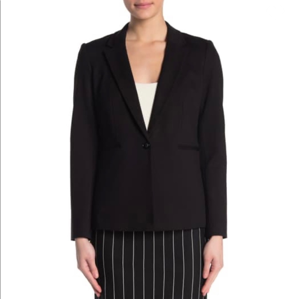 T Tahari Ponte Single Button Black Blazer